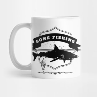 GONE FISHING- Retro Shark Design Mug